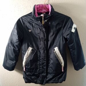 Girls Obermeyer I Grow Black Silver Pink Ski Coat size 8